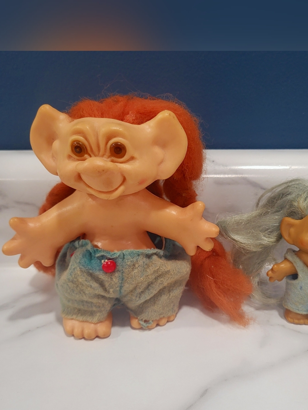Vintage 1960s Original Dam Troll Doll Lot Mohair & Rooted Hair W/ Outfits Japan